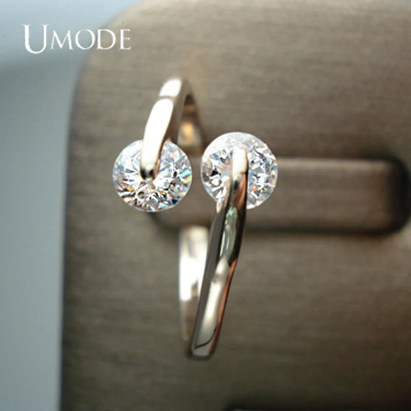 UMODE Rose Gold Color Fashion Design Twin Zircon CZ Cubic Zirconia Engagement Rings for Woman JR0013A UMODE Rose Gold Color Fashion Design Twin Zircon CZ Cubic Zirconia Engagement Rings for Woman JR0013A